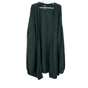 Free People Alpaca Wool Blend Oversized Cardigan Sweater Hunter Green M/L